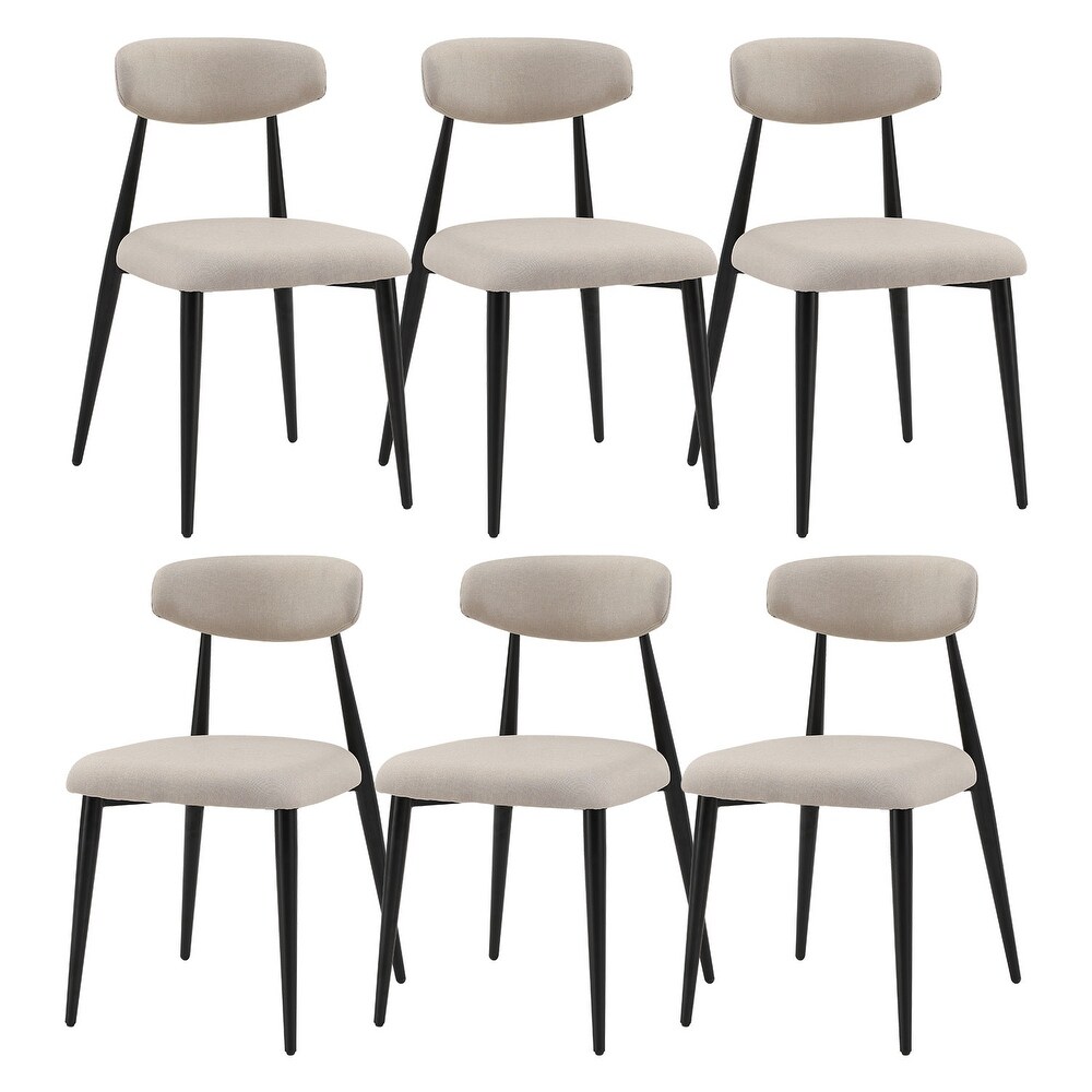 Set of 6 Dining Chairs with Upholstered and Metal Frame