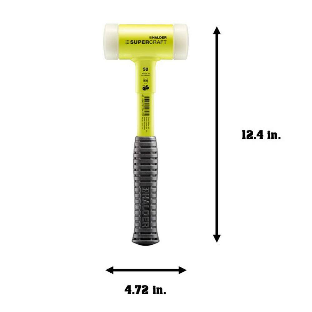 Supercraft Halder 2.5 lb. Dead-Blow Hammer with Steel Handle Rubber Grip and Replaceable Nylon Face Inserts 3377.150