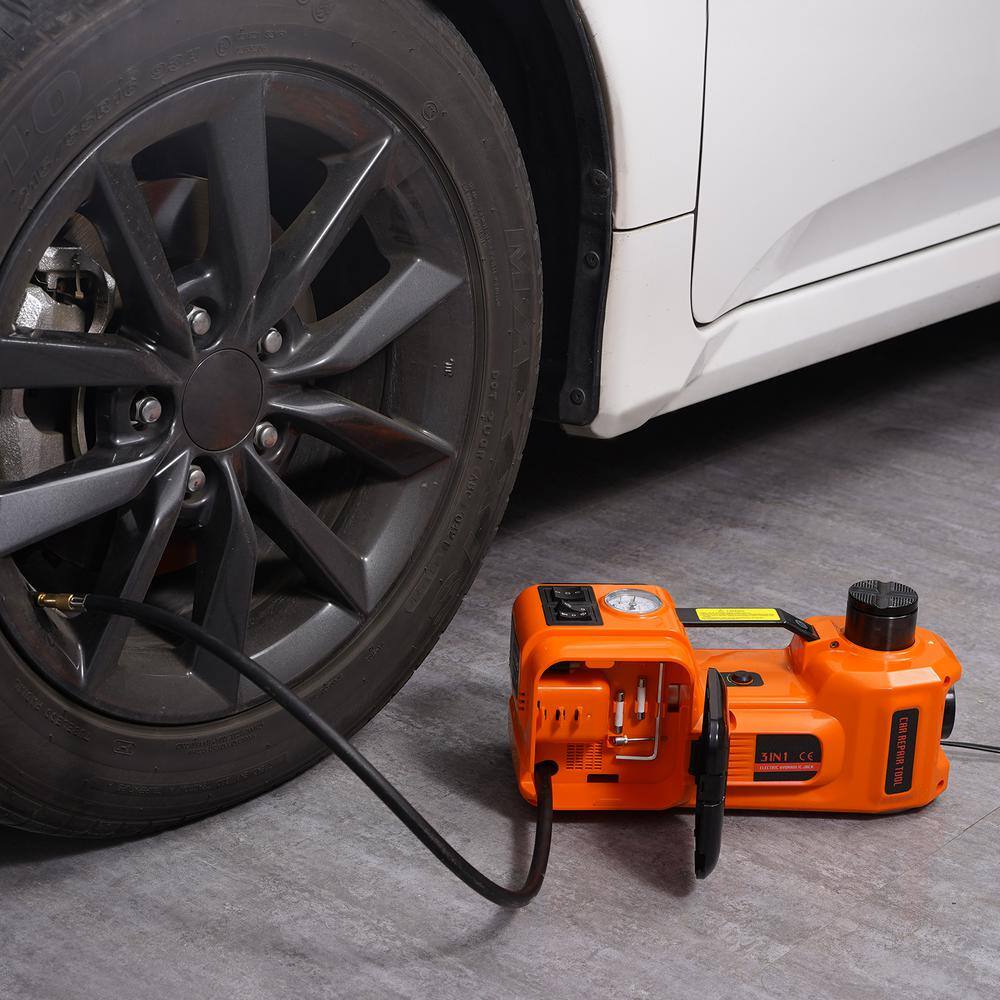 VEVOR 5-Ton 11023 lbs. Electric Hydraulic Jack Car Floor Jack 12V Lift Up To 17.7 in. Height with Built-in Tire Inflator Pump DDYYQJDTJDWC5G95XV9