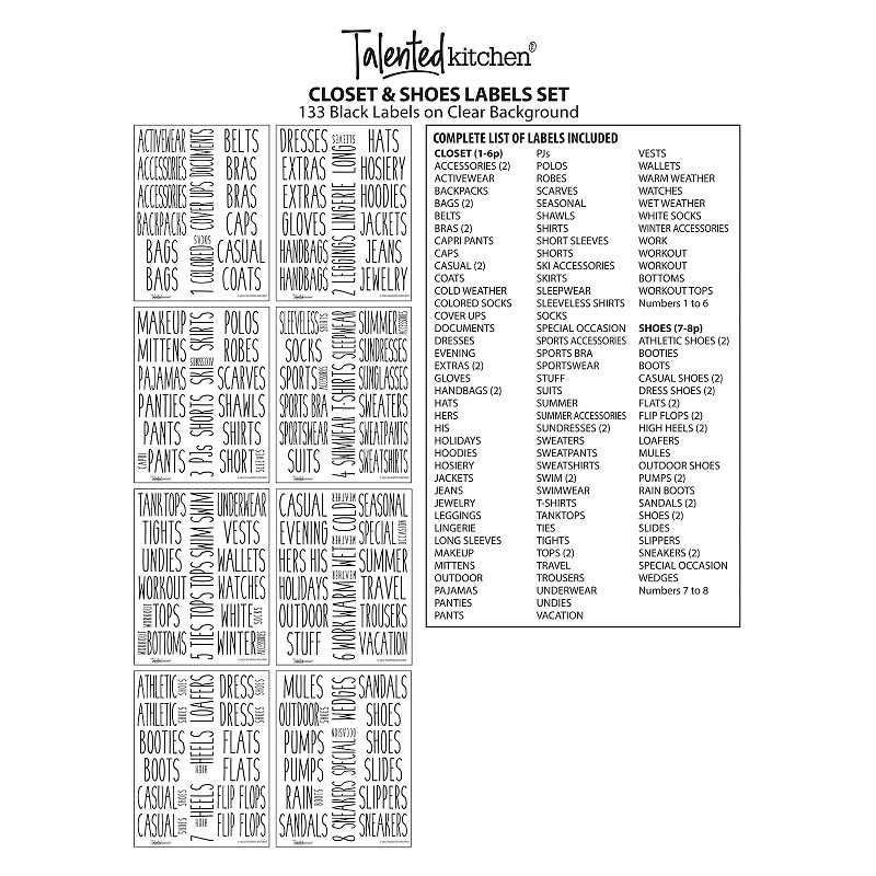 Talented Kitchen 133 Closet Labels For Bins， Baskets And Containers