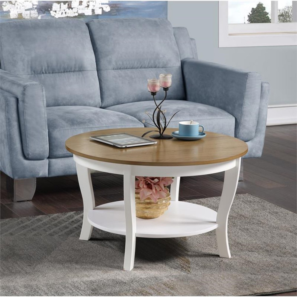 American Heritage Round Coffee Table in Driftwood and White Wood Finish   Transitional   Coffee Tables   by Homesquare  Houzz