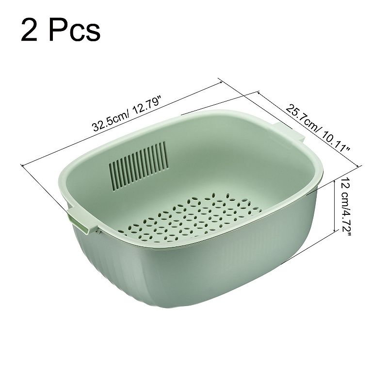 Kitchen Colander Set 2PCS， Plastic Washing Bowl and Food Strainer