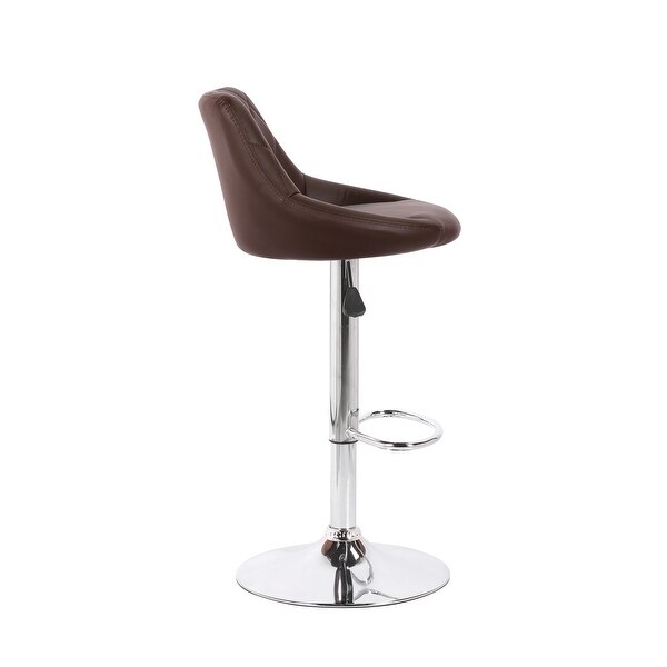 Porthos Home Rea Swivel Adjustable Height Bar Stool， PU Leather， Chrome Base