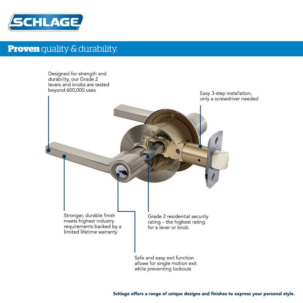 Schlage Accent Satin Nickel Right Handed Dummy Door Lever F170 V ACC 619 RH