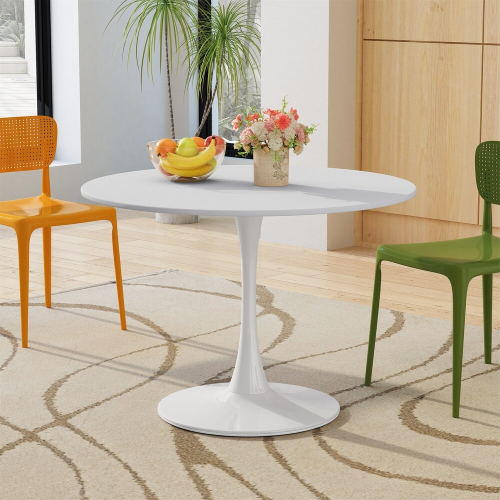 Modern Round Dining Table W/ Metal Base