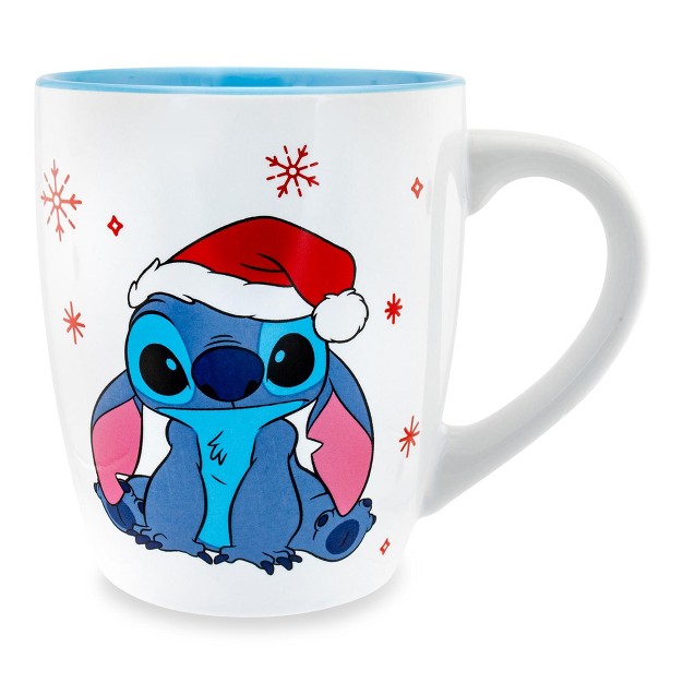 Silver Buffalo Disney Lilo amp Stitch Santa Hat Jumbo Curved Ceramic Latte Mug Holds 25 Ounces