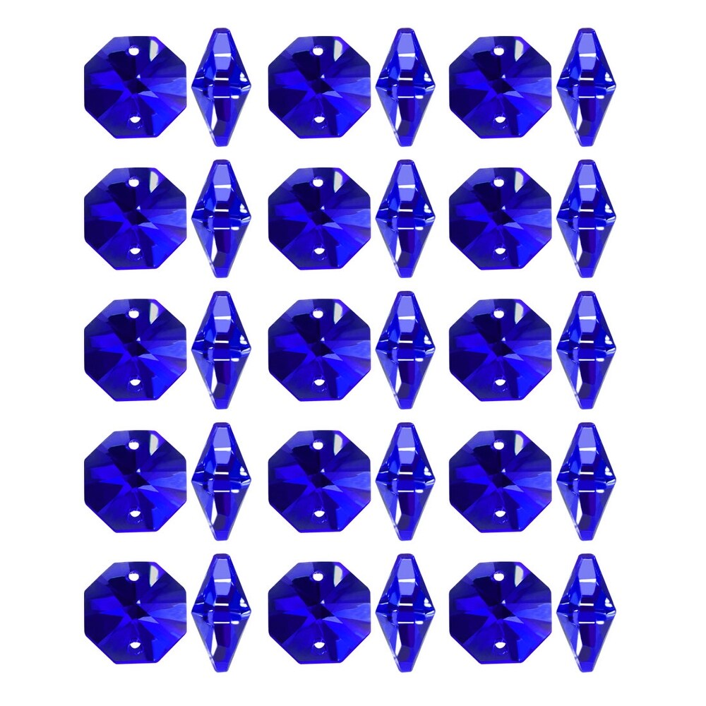 30Pcs Blue Octagonal Crystal Beads for DIY Light 14mmx7.5mm