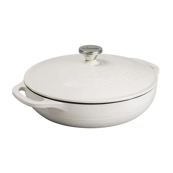 Lodge 3.6 Quart Oyster Enameled Cast Iron Covered Casserole