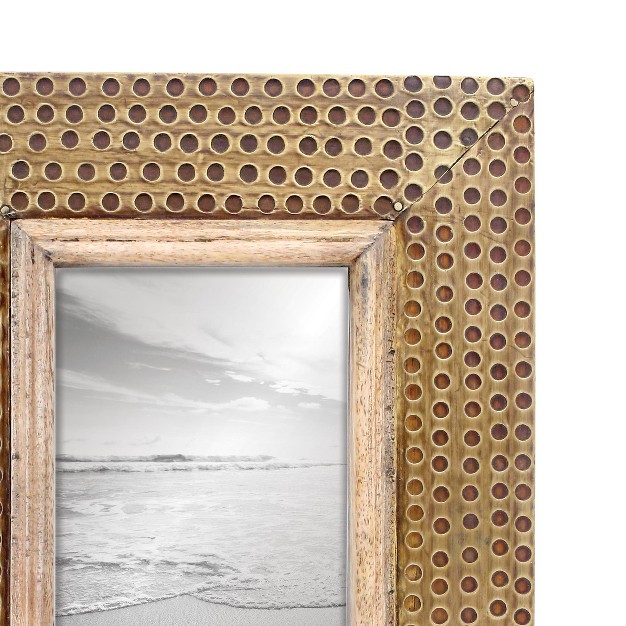 4 X 6 Inch Decorative Distressed Hammered Brass Metal Picture Frame Foreside Home amp Garden