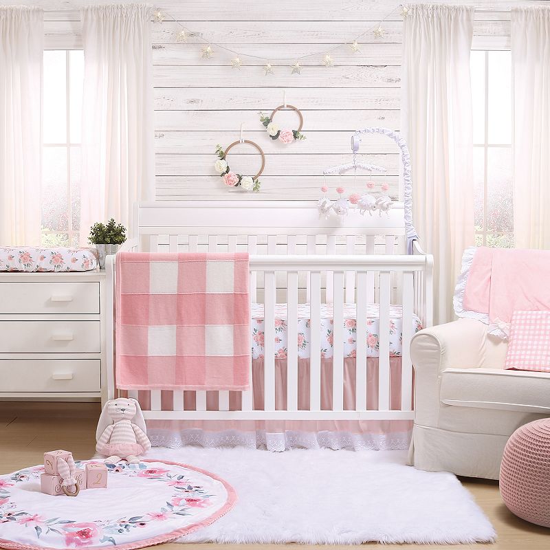 The Peanut Shell Farmhouse Pink Crib Skirt