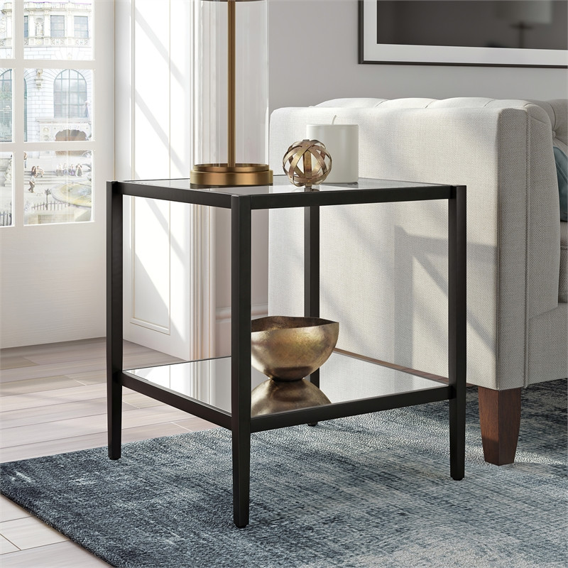 Henn ampHart 20 quotBlackened Bronze Metal/Glass Side Table   Transitional   Side Tables And End Tables   by Homesquare  Houzz