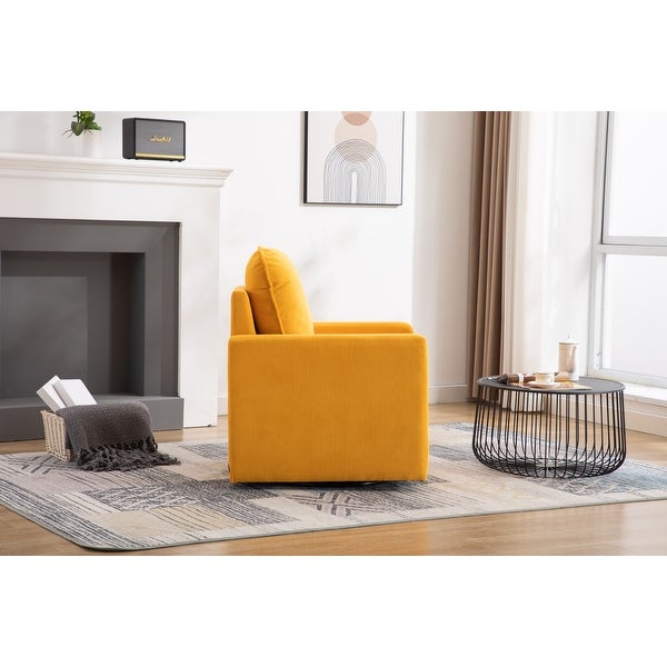 Swivel Round Accent Chair Lounge Sofa for Livingroom， Musterd yellow