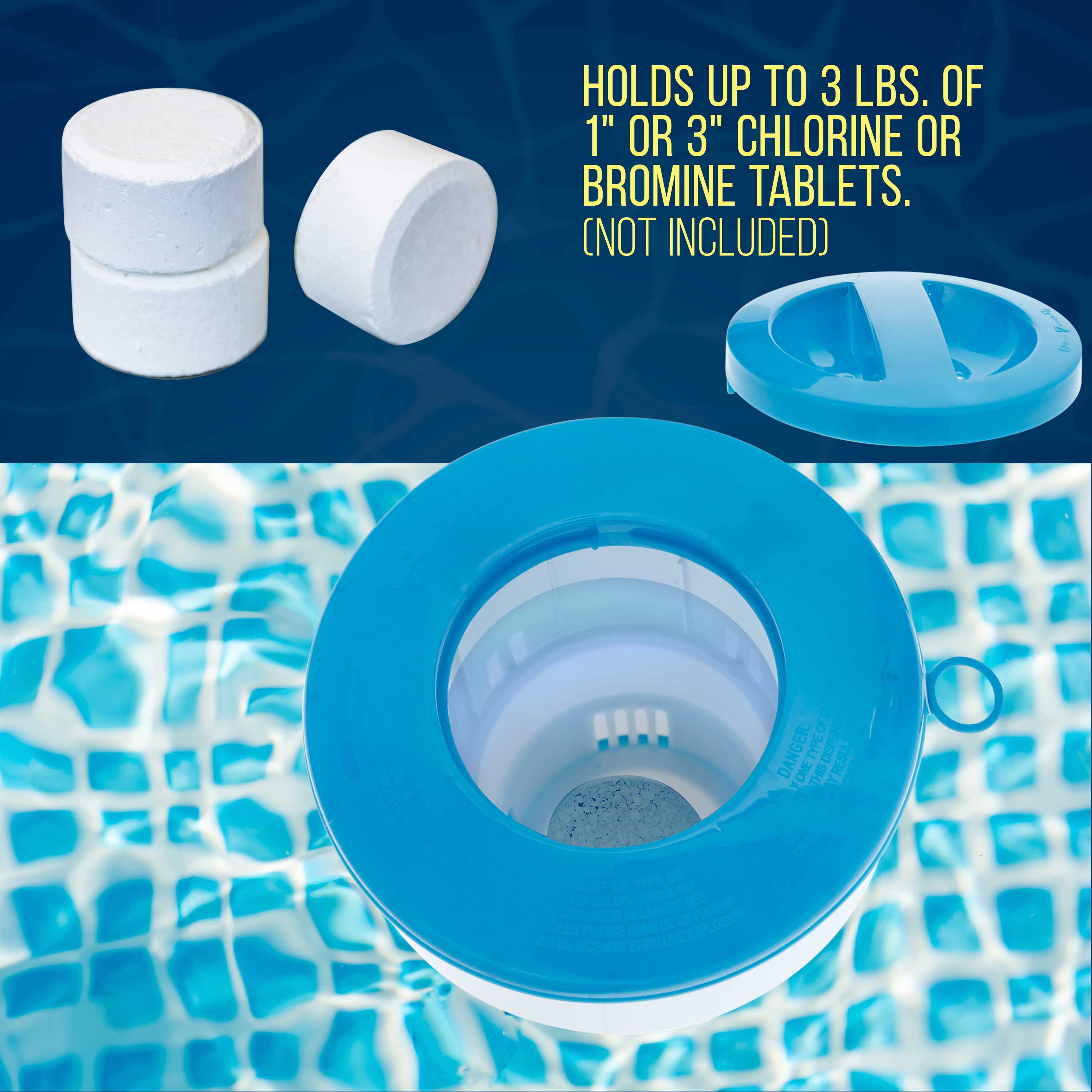 U.S. Pool Supply Pool Floating Collapsible Chlorine 3" Tablet Chemical Dispenser, 7" Diameter, Collapsible