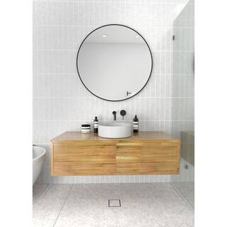 Glass Warehouse 36 in. W x 36 in. H Framed Round Bathroom Vanity Mirror in Black SF-R-36-B