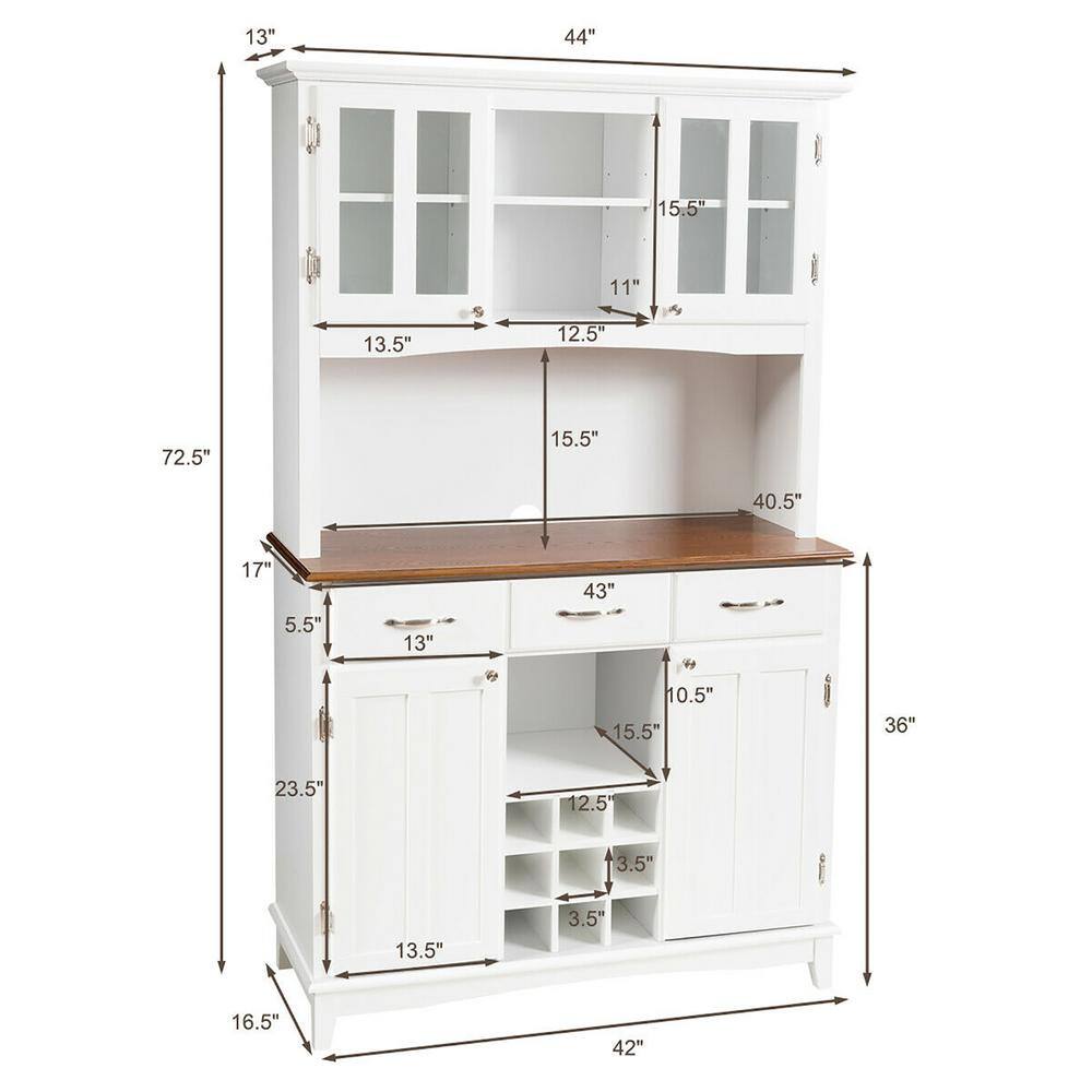 Costway White Buffet with Butch and Wine Rack HW64504+