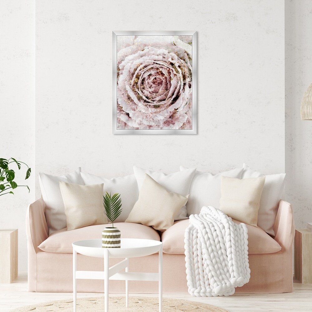 Blush Pink and White Rose Flower Farmhouse Frame Art Print for Entry Way