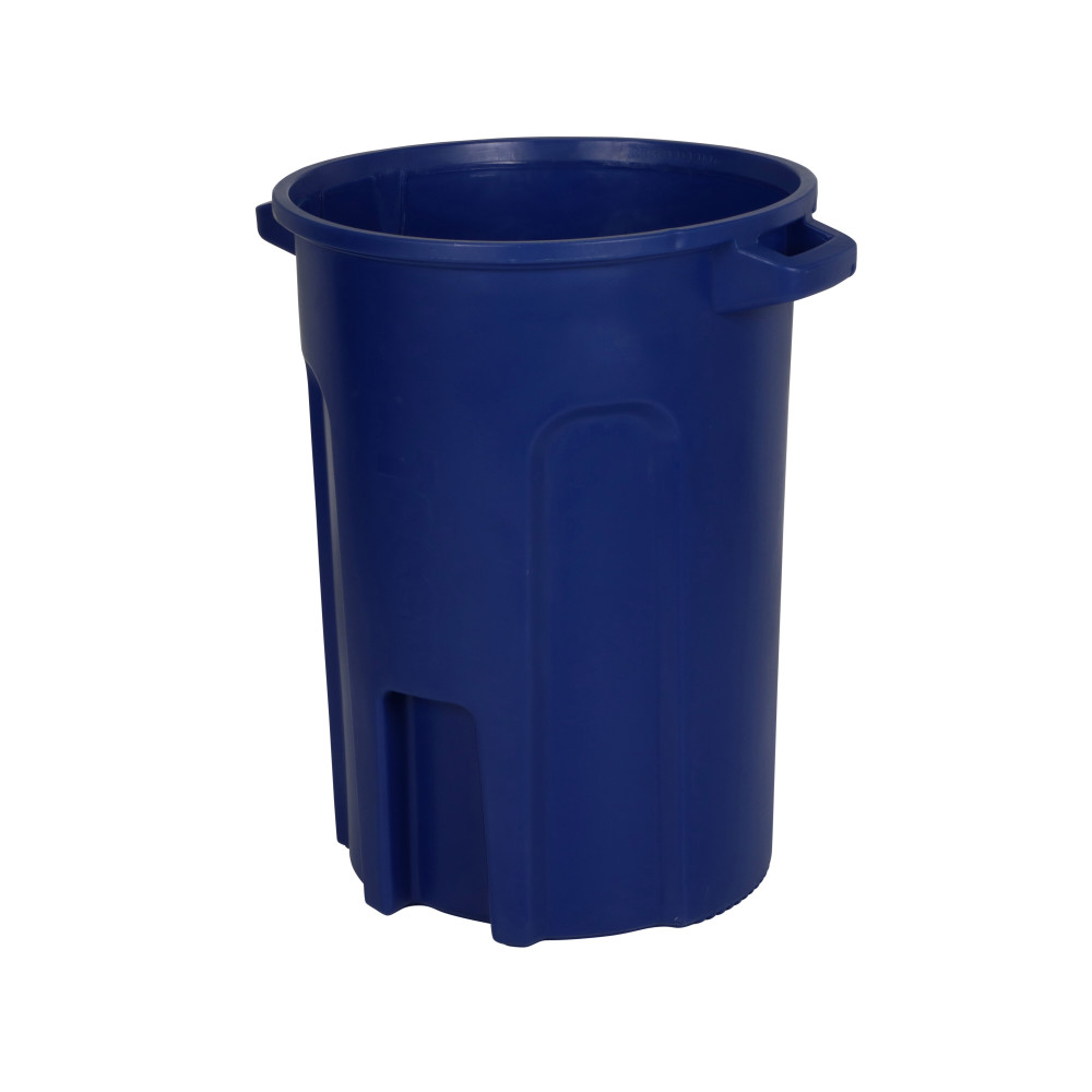 Toter 32 Gallon Round Trash Can with Lift Handle Blue ;