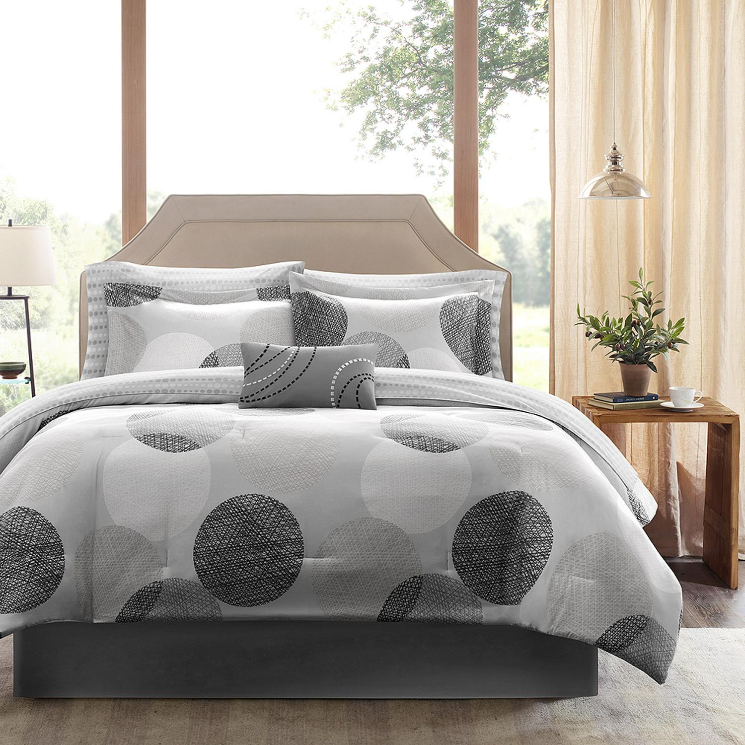 Home Essence Cabrillo Bed in a Bag Comforter Bedding Set， Gray， Twin