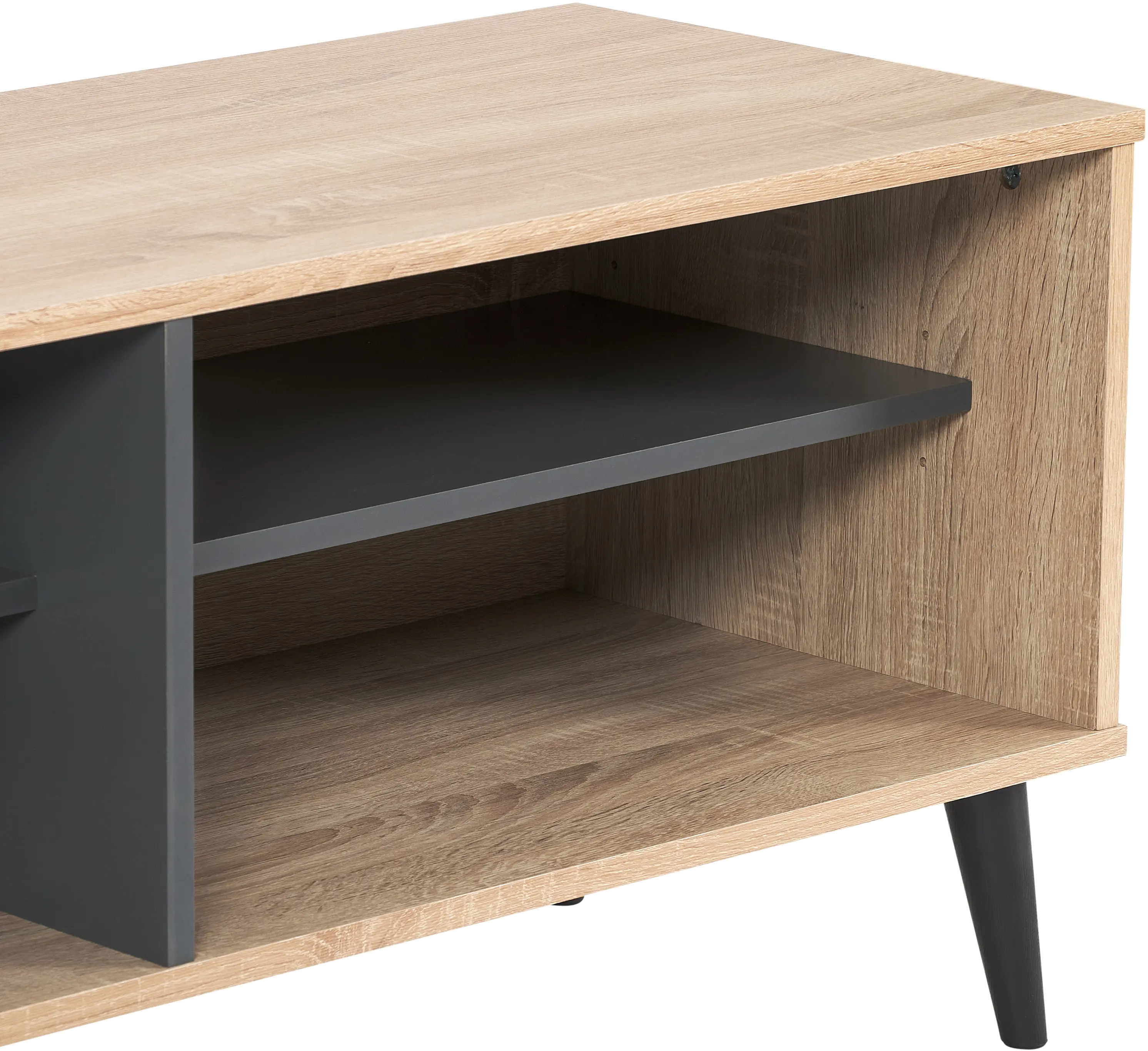 Cole Light Brown TV Stand with Open Shelves