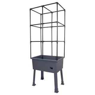 Frame It All Patio Ideas - 15.75 in. x 23.5 in. x 63 in. Self-Watering Raised Garden Bed with Trellis and Greenhouse Cover 300001601