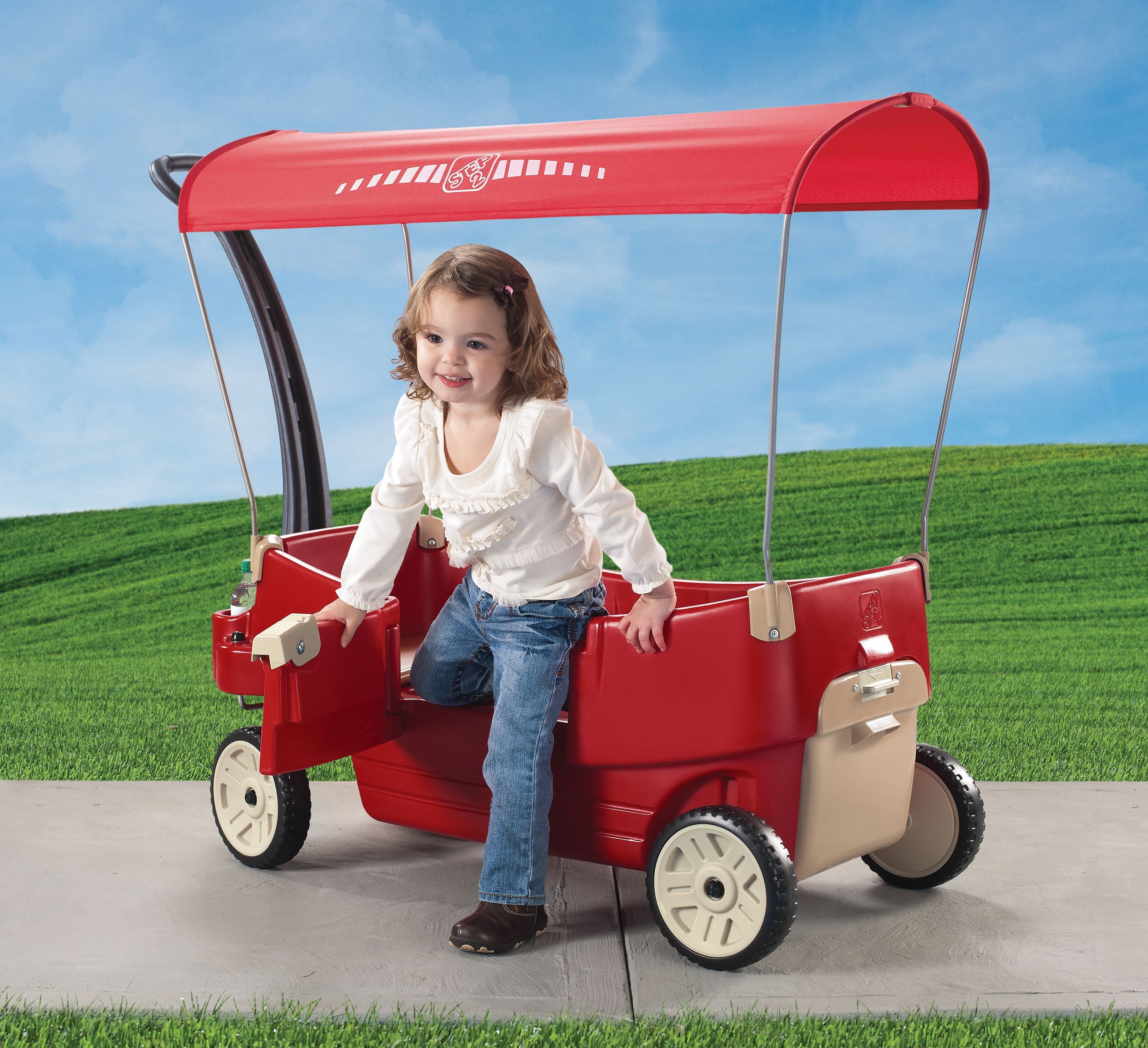 Step2 All Around Canopy Wagon Red Kids Wagon with Canopy