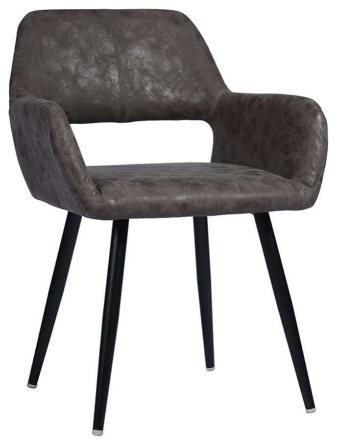 Homycasa Leather Upholstered Arm Dining Chairs   Midcentury   Dining Chairs   by Homesquare  Houzz