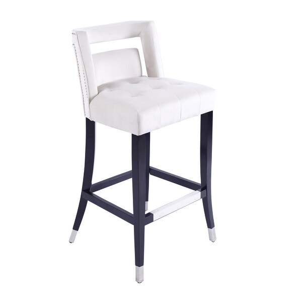 Suede Velvet Barstool with nailheads ， Dining Room Chair with Birch Wood Leg for Dining Room Living Room