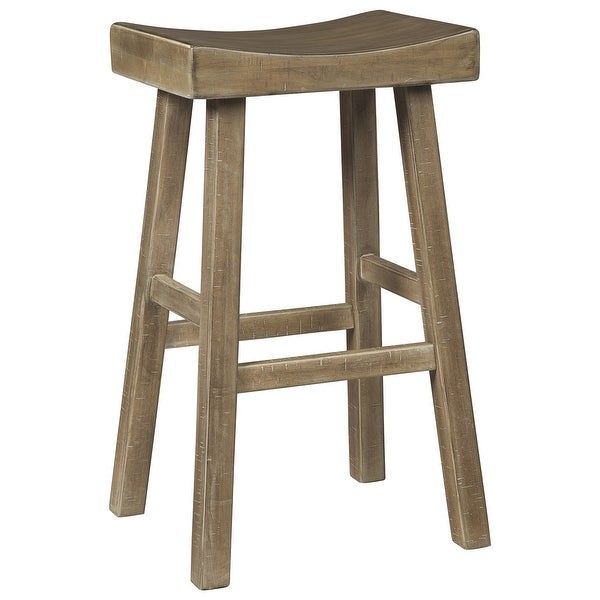 31 Inch Wooden Saddle Stool with Angular Legs， Set of 2 - 31 H x 13 W x 18 L Inches