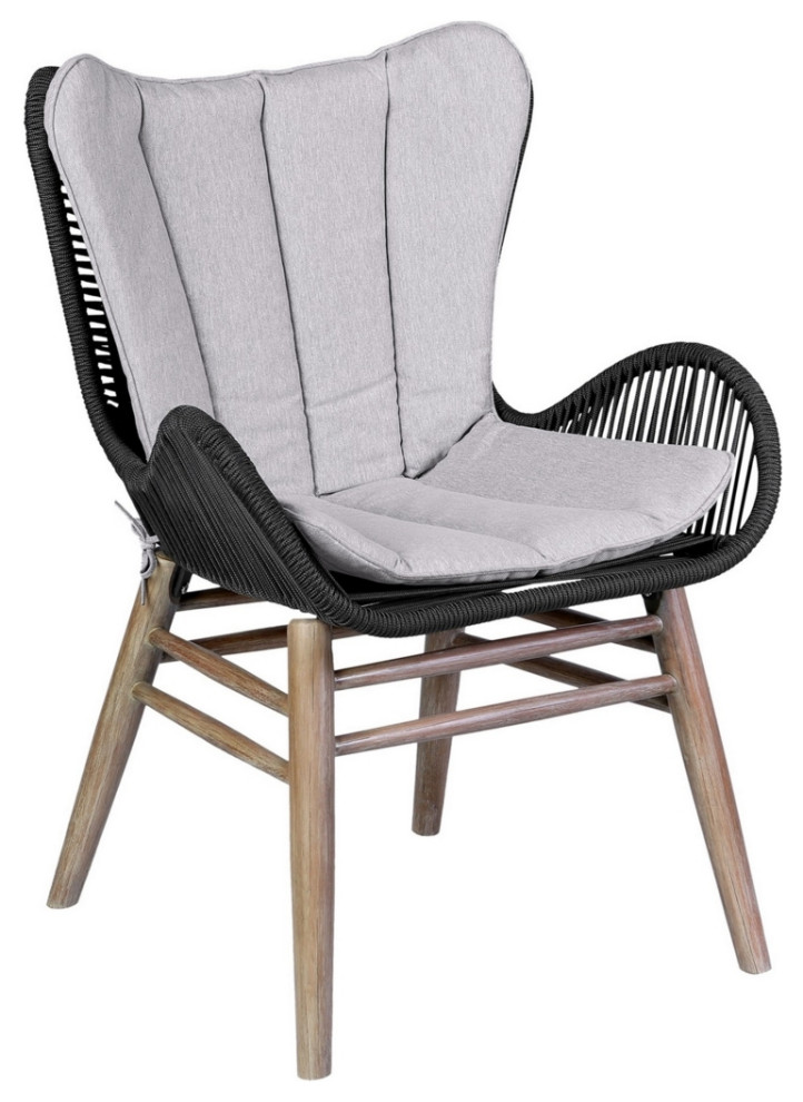 Luf 24 Inch Outdoor Dining Chair Woven Rope Tuft Curved Arms Black  Saltoro   Dining Chairs   by Dot  ampBo  Houzz