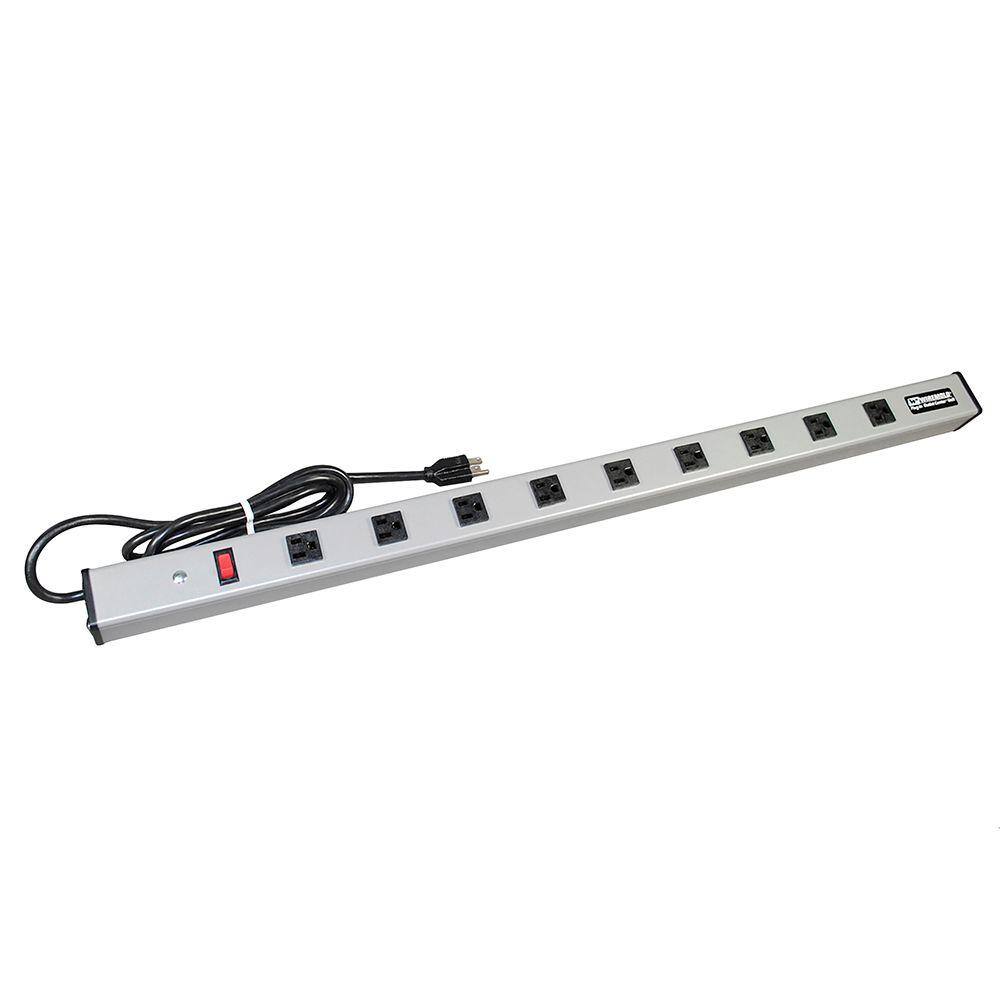 Legrand Wiremold 9-Outlet 15 Amp Industrial Power Strip with Lighted OnOff Switch 15 ft. Cord UL309BD