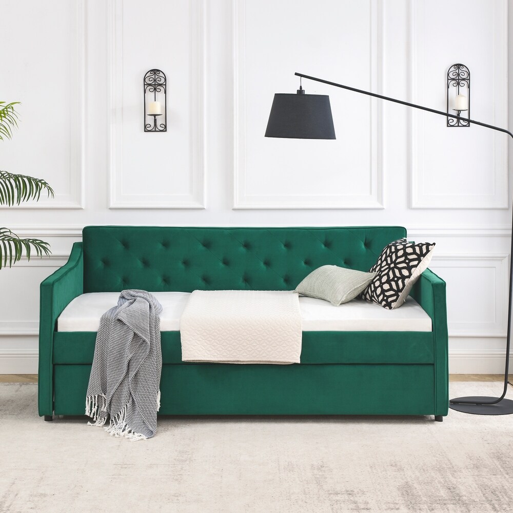 Sofa Bed  Twin Size Daybed with Twin Size Trundle Upholstered Tufted Sofa Bed  Sleeper Sofa