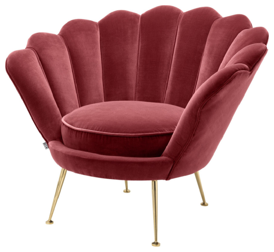 Red Scalloped Accent Chair  Eichholtz Trapezium   Midcentury   Armchairs And Accent Chairs   by Oroa   Distinctive Furniture  Houzz