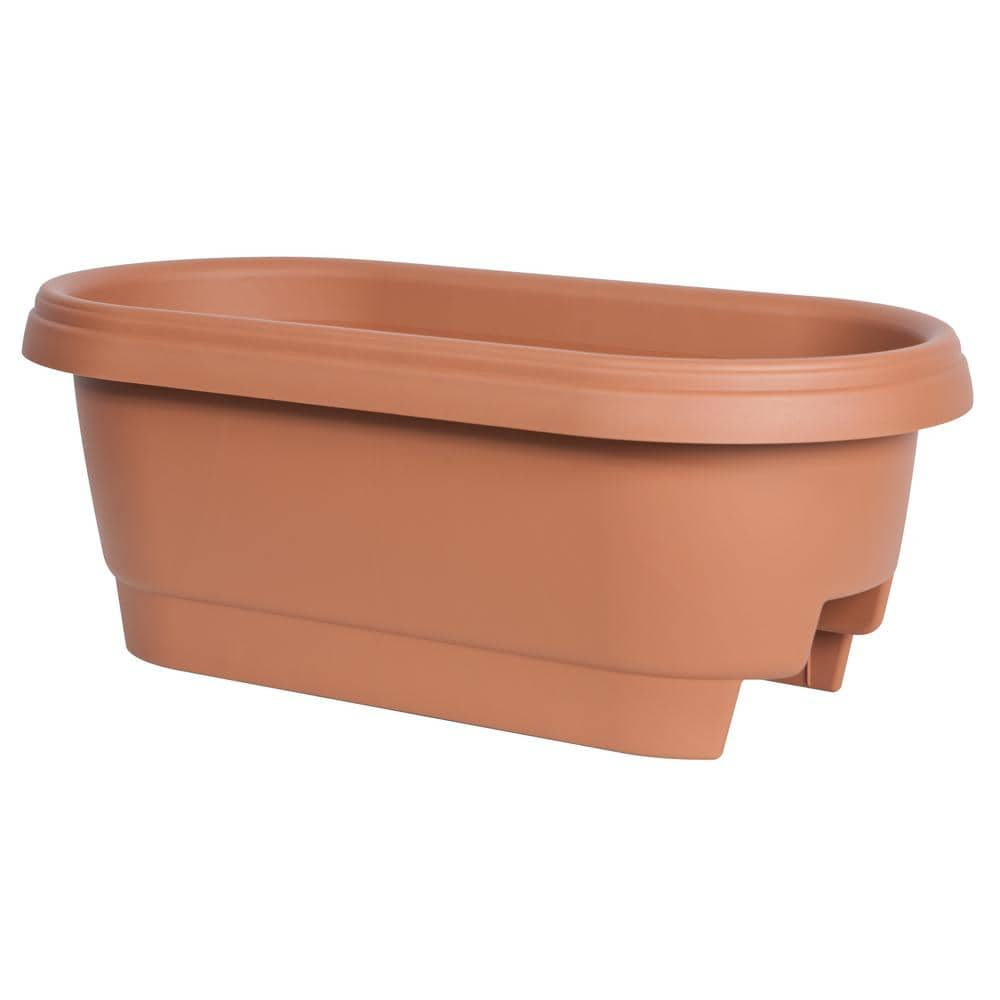 Bloem Deck Rail Planter 24 in. Terra Cotta Plastic Deck Rail Planter 477241-1001