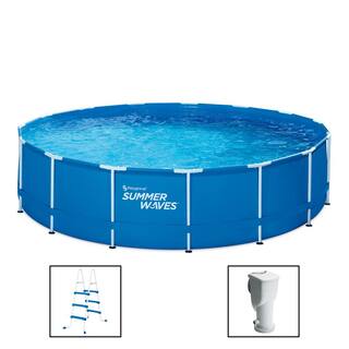 Summer Waves 15 ft. Round 42 in. Deep Metal Frame Pool P2001542E117