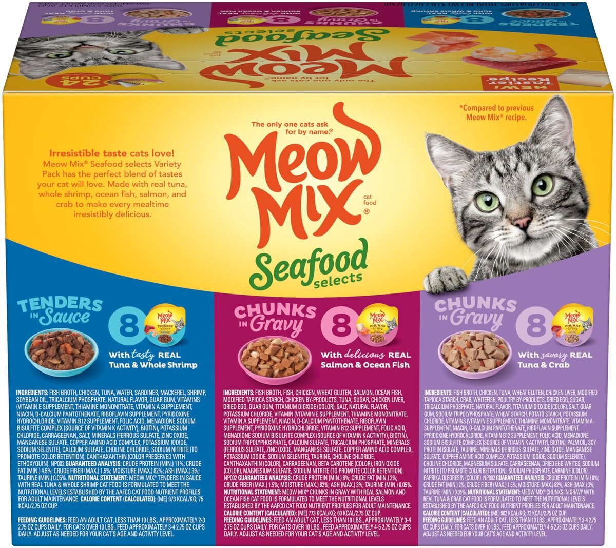 Meow Mix Seafood Selects Variety Pack Wet Cat Food Trays