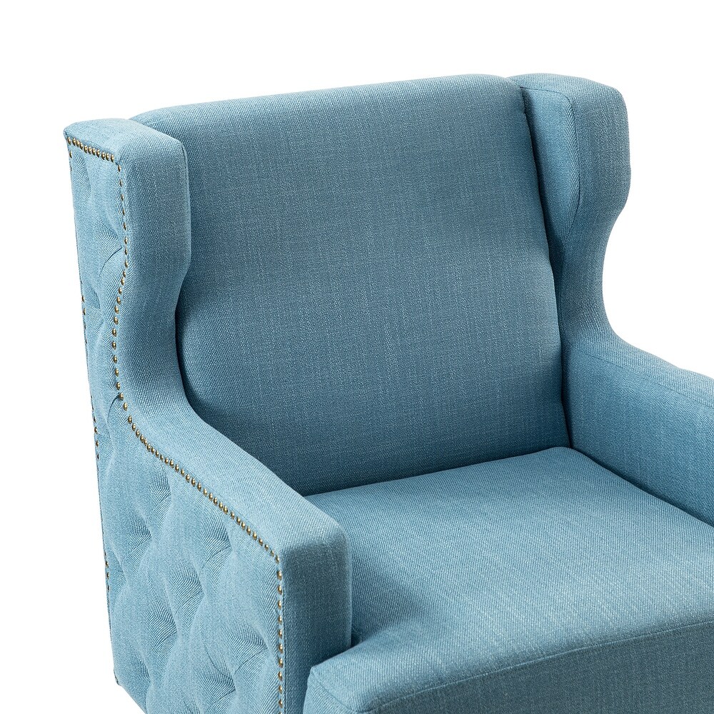 Gerald Classic Polyester Wingback Chair With Button Tufted Body Set Of 2 By HULALA HOME