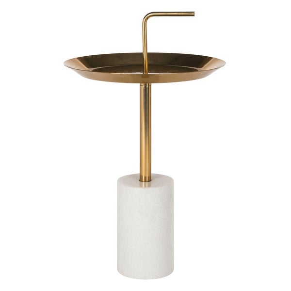 SAFAVIEH Apollo Round Brass Top Side Table - White / Brass - 17