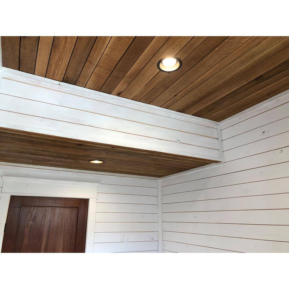 Vintage Timber 38 in T. x 4 ft. Random Width 3 in. - 5 in. W. 10.59 sq. ft. Quartersawn Oak Barnwood Ceiling and Wall Planks 2104