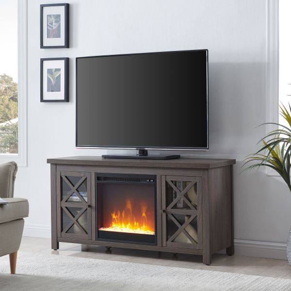 Colton Rectangular TV Stand with Crystal Fireplace for TV's up to 55