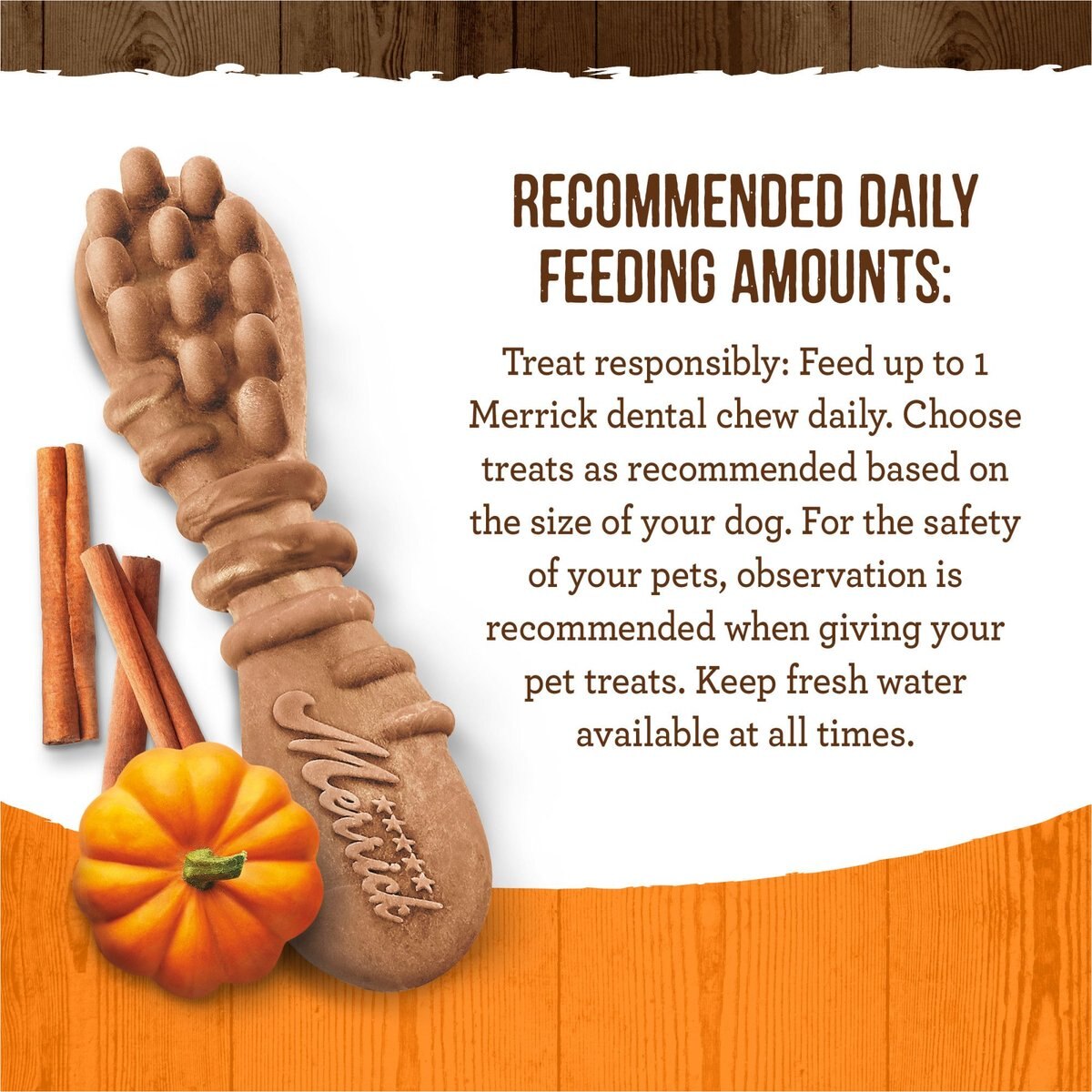 Merrick Fresh Kisses Real Pumpkin and Cinnamon Small Breed Dog Dental Treats， 32 count