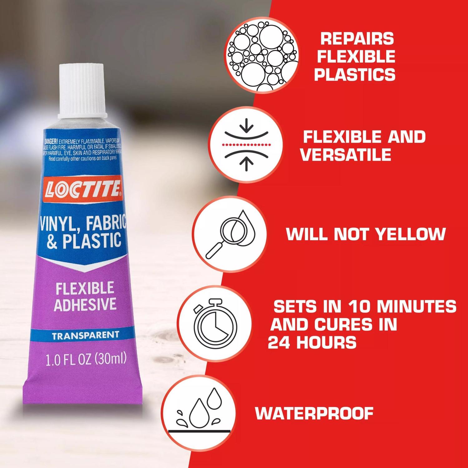 Loctite Vinyl， Fabric \u0026 Plastic High Strength Polyurethane Flexible Adhesive 1 oz