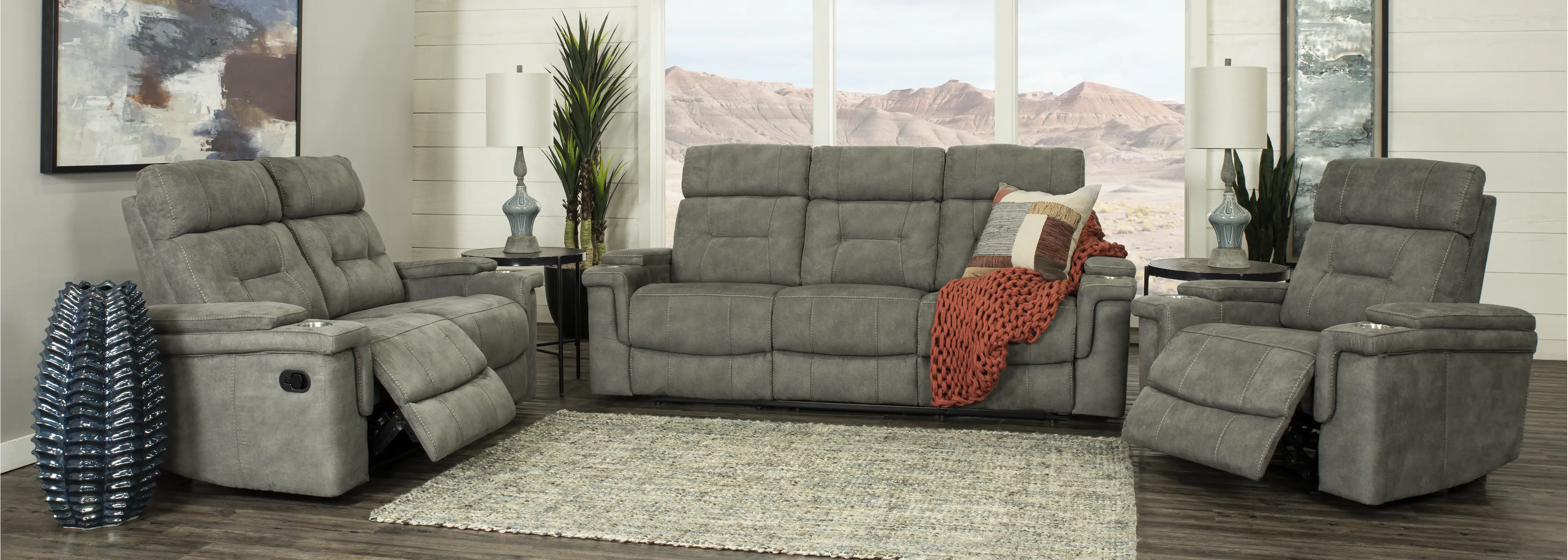 Diesel Cobra Gray Reclining Loveseat