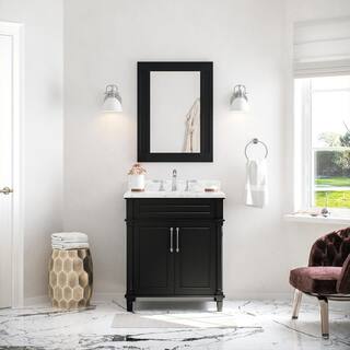 Home Decorators Collection Aberdeen 30 in. x 22 in. D x 34.5 in. H Bath Vanity in Black with White Carrara Marble Top Aberdeen 30B