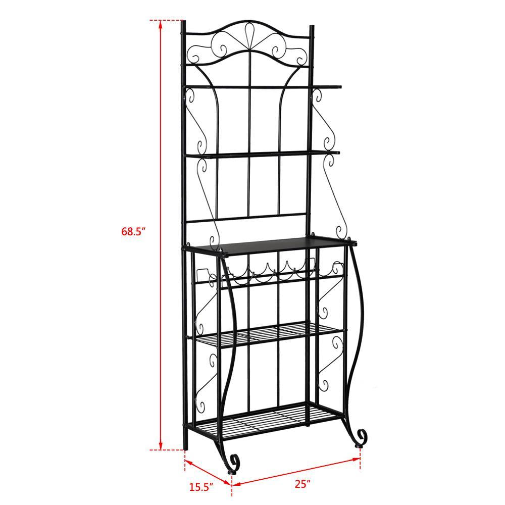 GoDecor 5-Tier Metal Kitchen Storage Shelving Baker's Rack，Black