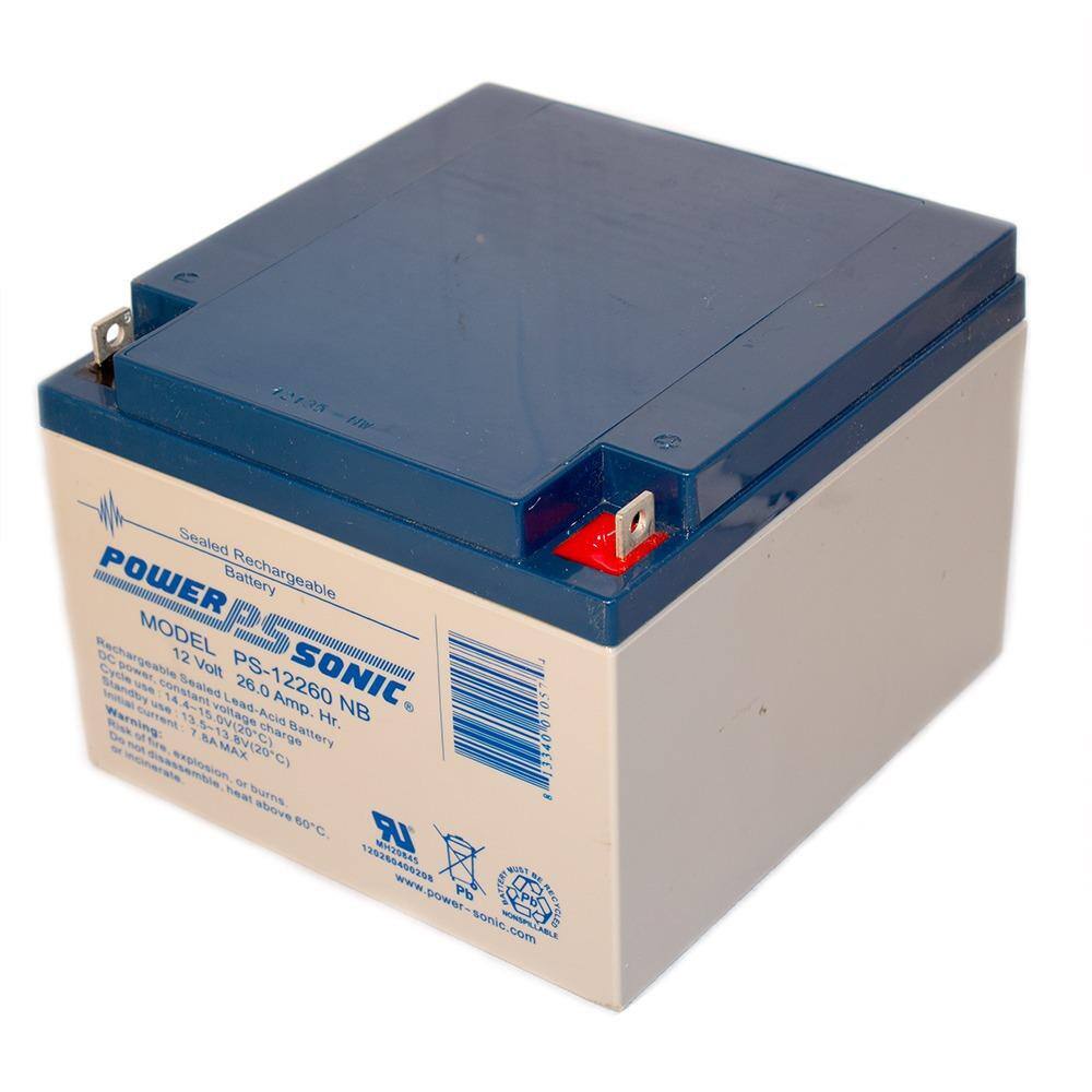 Power-Sonic 12-Volt 26 Ah Nut and Bolt Terminal Sealed Lead Acid (SLA) Rechargeable Battery PS-12260NB