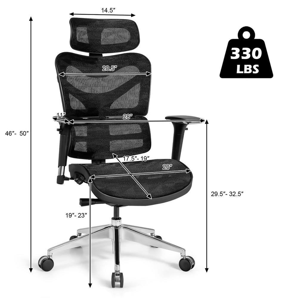 Costway Black Ergonomic Mesh Office Chair Adjustable High Back Chair with Lumbar Support CB10175DK