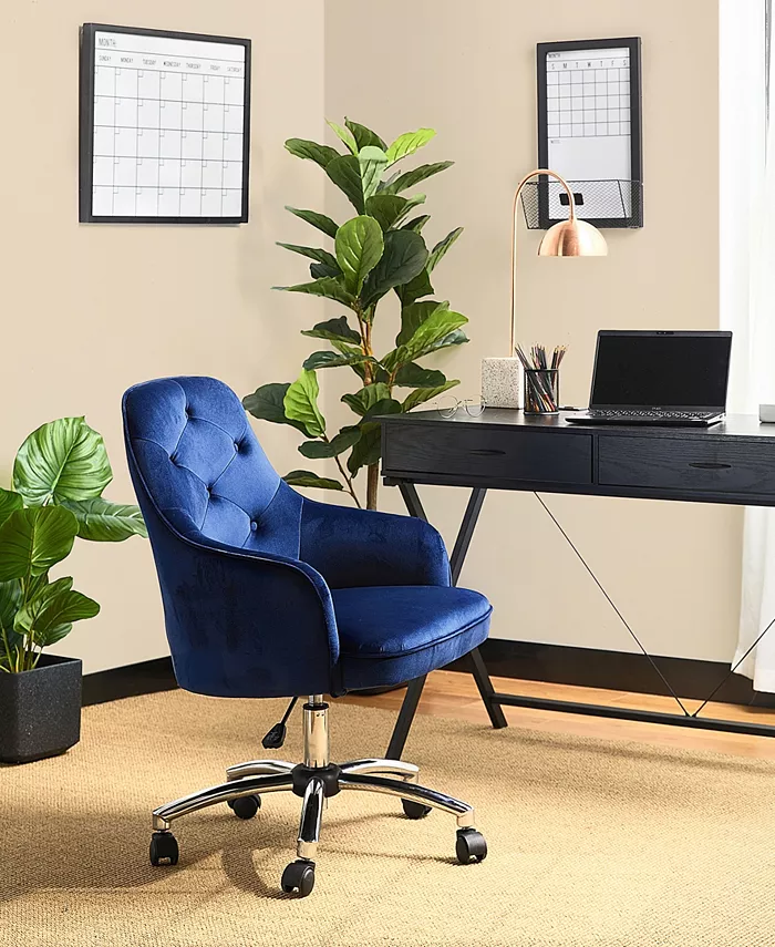 Glitzhome 39.75 H Velvet Gaslift Adjustable Swivwl Office Chair Desk Chair