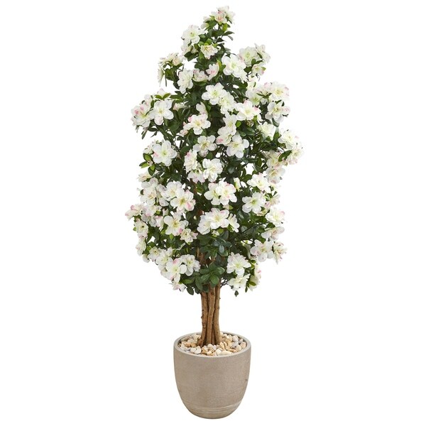 5' Azalea Artificial Tree in Sand Stone Planter