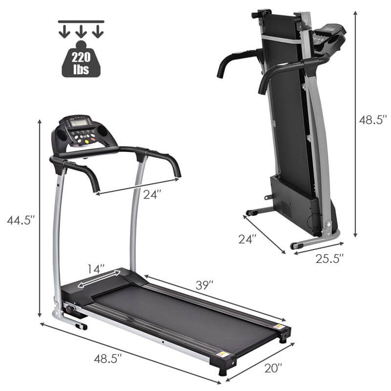 Electric Folding Treadmill, Fitness Compact Running Machine with 12 Preset Programs LCD Monitor