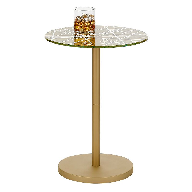 mDesign Metal/Glass Top Round Accent Side/End Drink Table